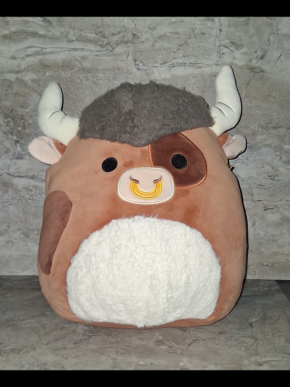 Squishmallows SHEP The Highland Cow  Brown & Cream Plush w/ Yellow Nose Ring 12"